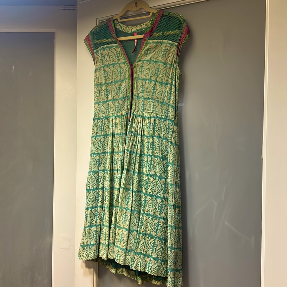 Tracy Reese cotton/silk green/white patterned dress size 10
